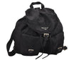 Authentic PRADA Vintage Nylon Tessuto Leather Backpack Black 0523J