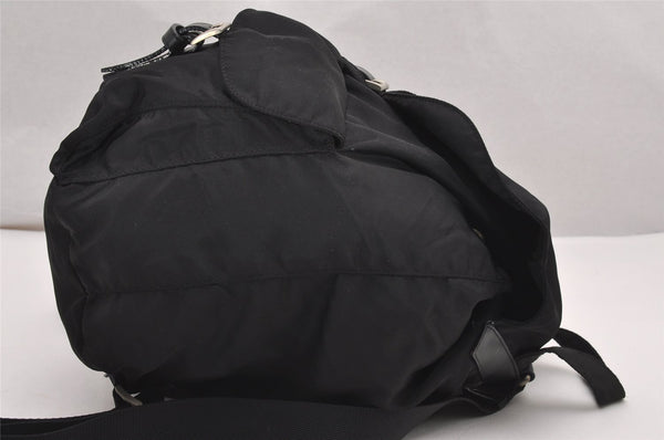 Authentic PRADA Vintage Nylon Tessuto Leather Backpack Black 0523J