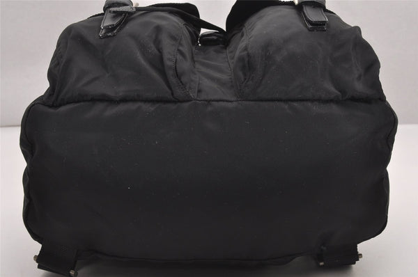 Authentic PRADA Vintage Nylon Tessuto Leather Backpack Black 0523J