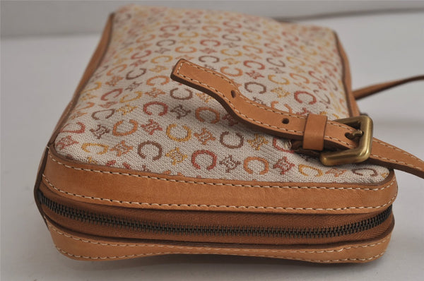 Authentic CELINE C Macadam Blason Shoulder Cross Bag Canvas Leather Beige 0523K