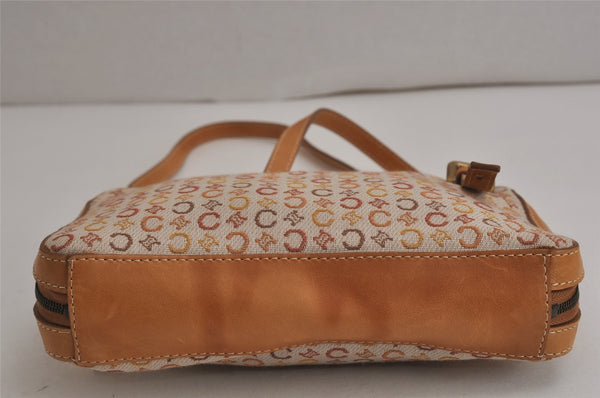 Authentic CELINE C Macadam Blason Shoulder Cross Bag Canvas Leather Beige 0523K