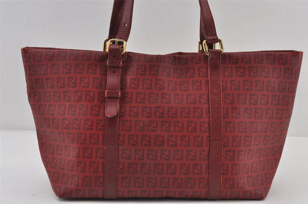 Authentic FENDI Vintage Zucchino Shoulder Tote Bag PVC Leather Red 0524J