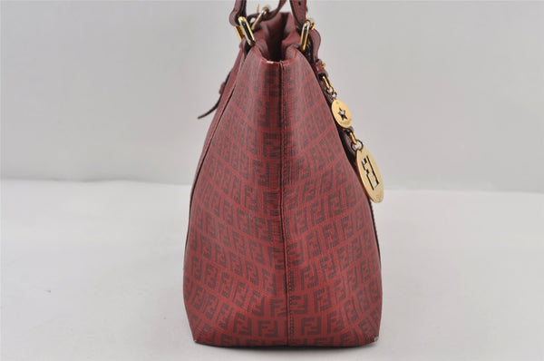 Authentic FENDI Vintage Zucchino Shoulder Tote Bag PVC Leather Red 0524J