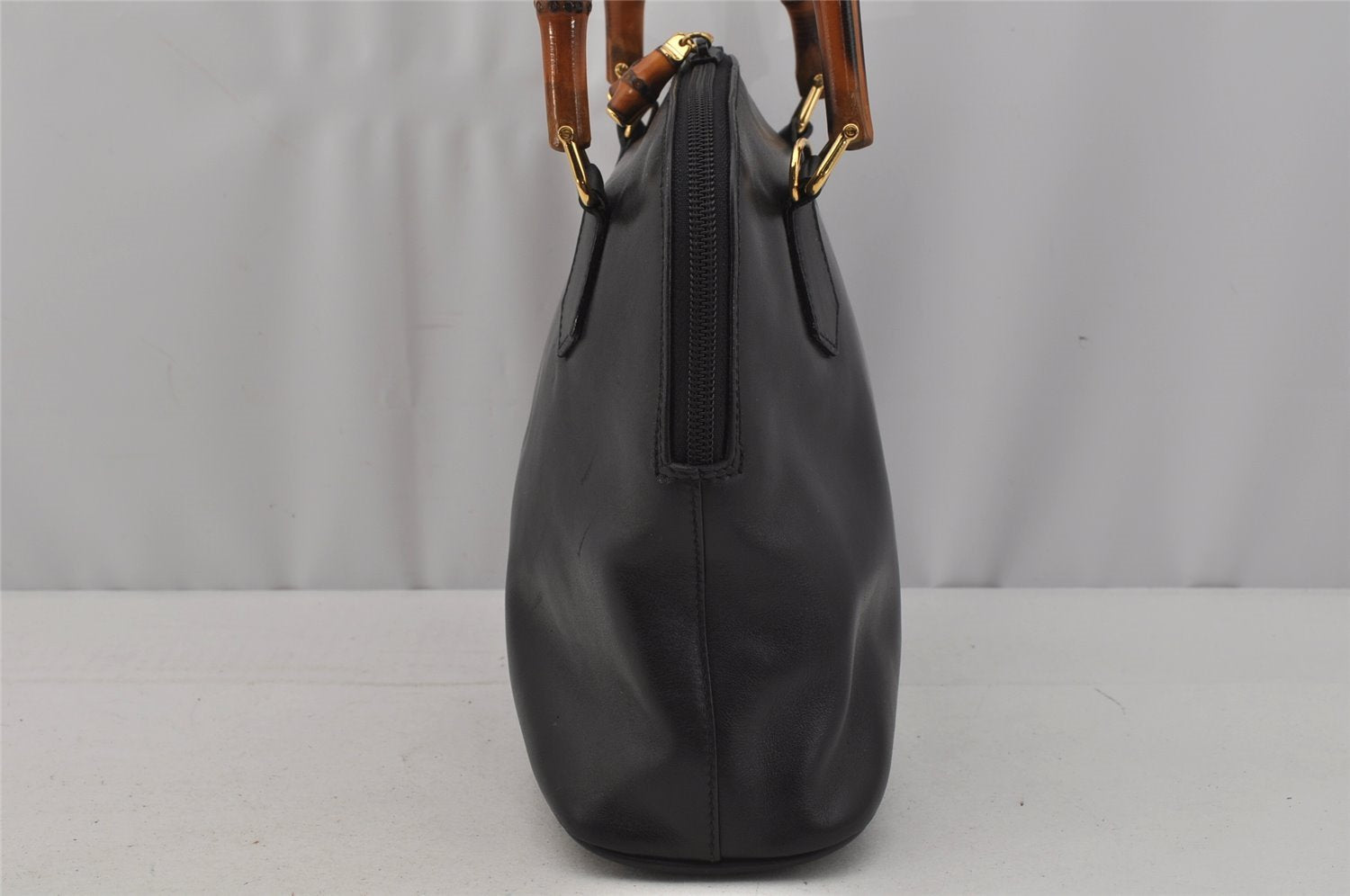 Authentic GUCCI Bamboo 2way Shoulder Hand Bag Purse Leather Black Junk 0525J