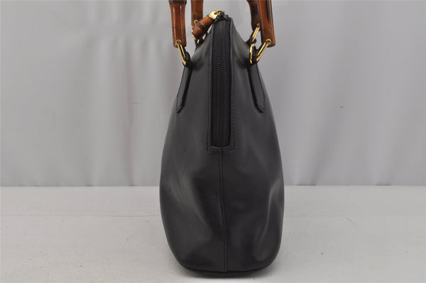 Authentic GUCCI Bamboo 2way Shoulder Hand Bag Purse Leather Black Junk 0525J