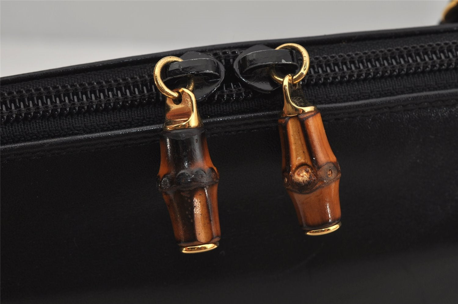 Authentic GUCCI Bamboo 2way Shoulder Hand Bag Purse Leather Black Junk 0525J