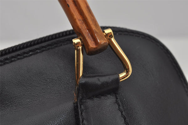 Authentic GUCCI Bamboo 2way Shoulder Hand Bag Purse Leather Black Junk 0525J