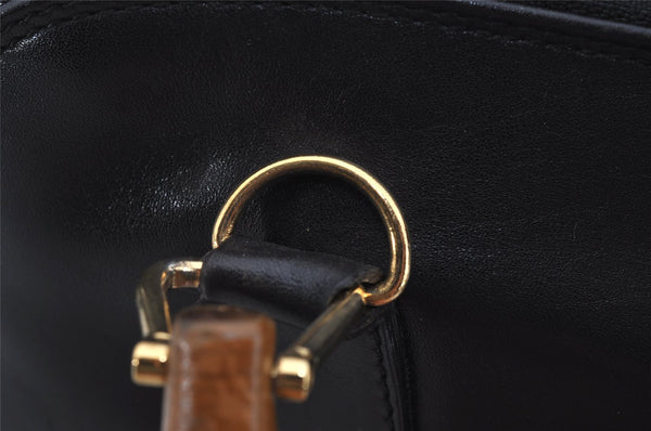 Authentic GUCCI Bamboo 2way Shoulder Hand Bag Purse Leather Black Junk 0525J