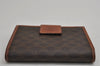 Authentic CELINE Macadam Blason Pattern Bifold Wallet PVC Leather Brown 0525K