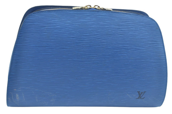 Authentic Louis Vuitton Epi Dauphine GM Cosmetic Pouch Blue M48435 LV 0528I