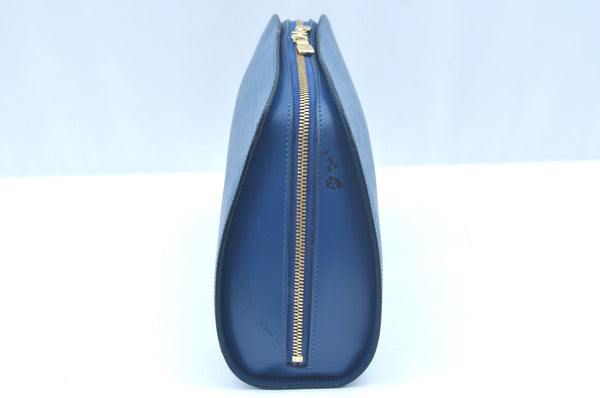Authentic Louis Vuitton Epi Dauphine GM Cosmetic Pouch Blue M48435 LV 0528I