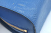 Authentic Louis Vuitton Epi Dauphine GM Cosmetic Pouch Blue M48435 LV 0528I