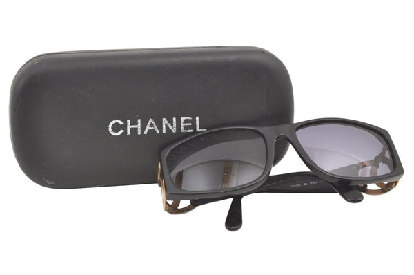 Authentic CHANEL Sunglasses CC Logos CoCo Mark 02461 Plastic Black Junk 0528K