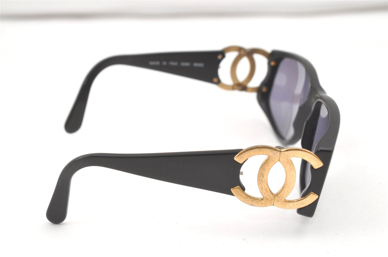 Authentic CHANEL Sunglasses CC Logos CoCo Mark 02461 Plastic Black Junk 0528K