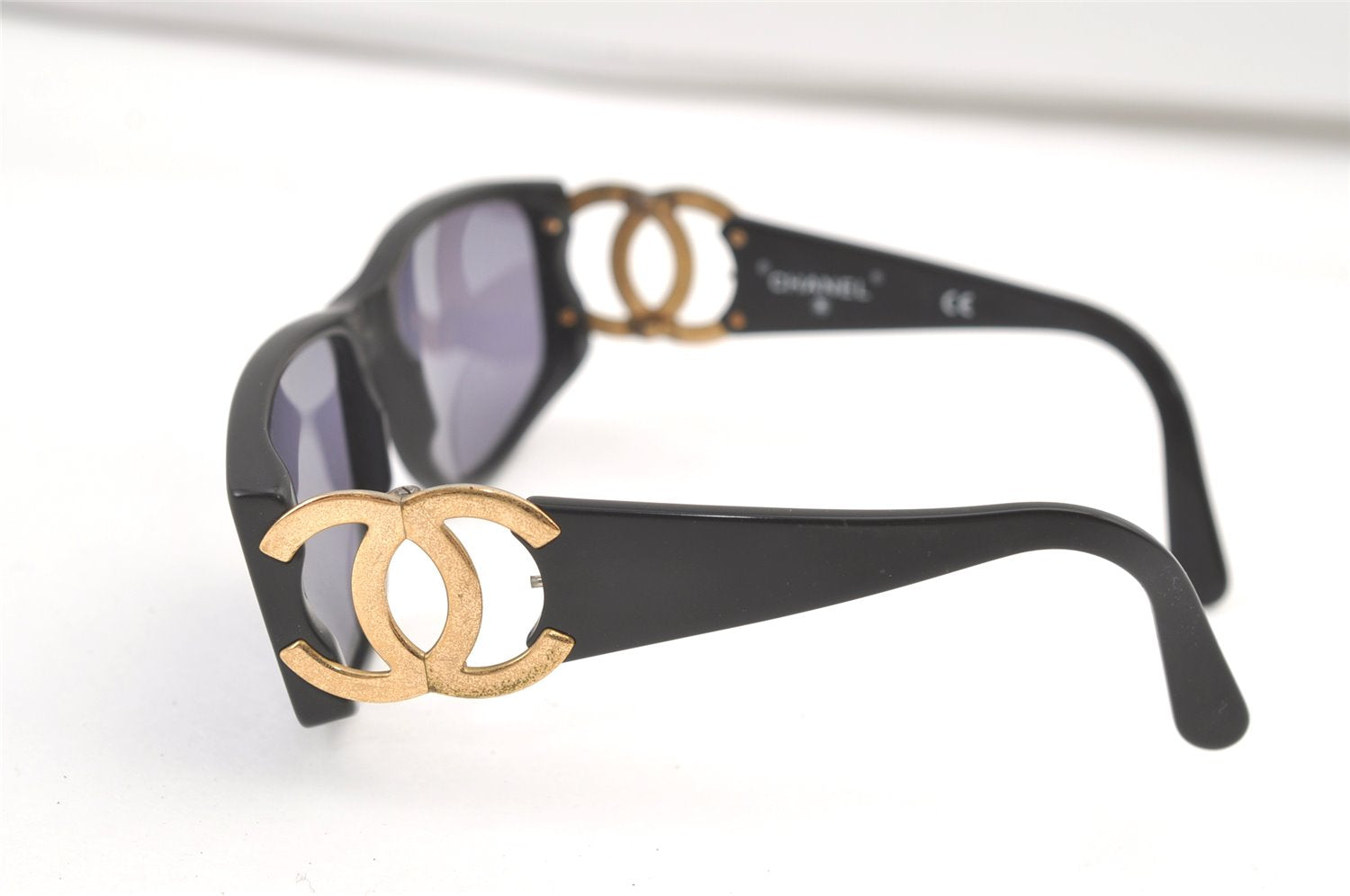 Authentic CHANEL Sunglasses CC Logos CoCo Mark 02461 Plastic Black Junk 0528K