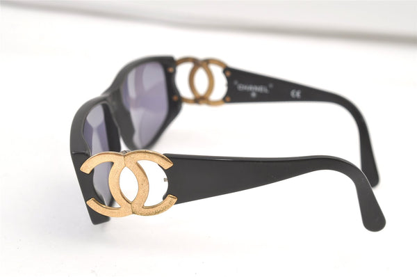 Authentic CHANEL Sunglasses CC Logos CoCo Mark 02461 Plastic Black Junk 0528K