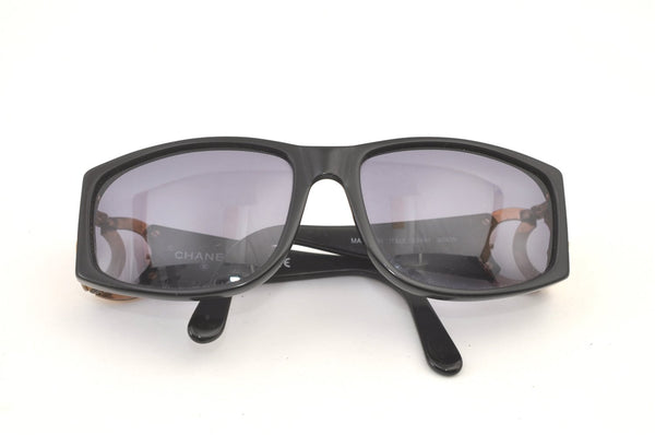 Authentic CHANEL Sunglasses CC Logos CoCo Mark 02461 Plastic Black Junk 0528K