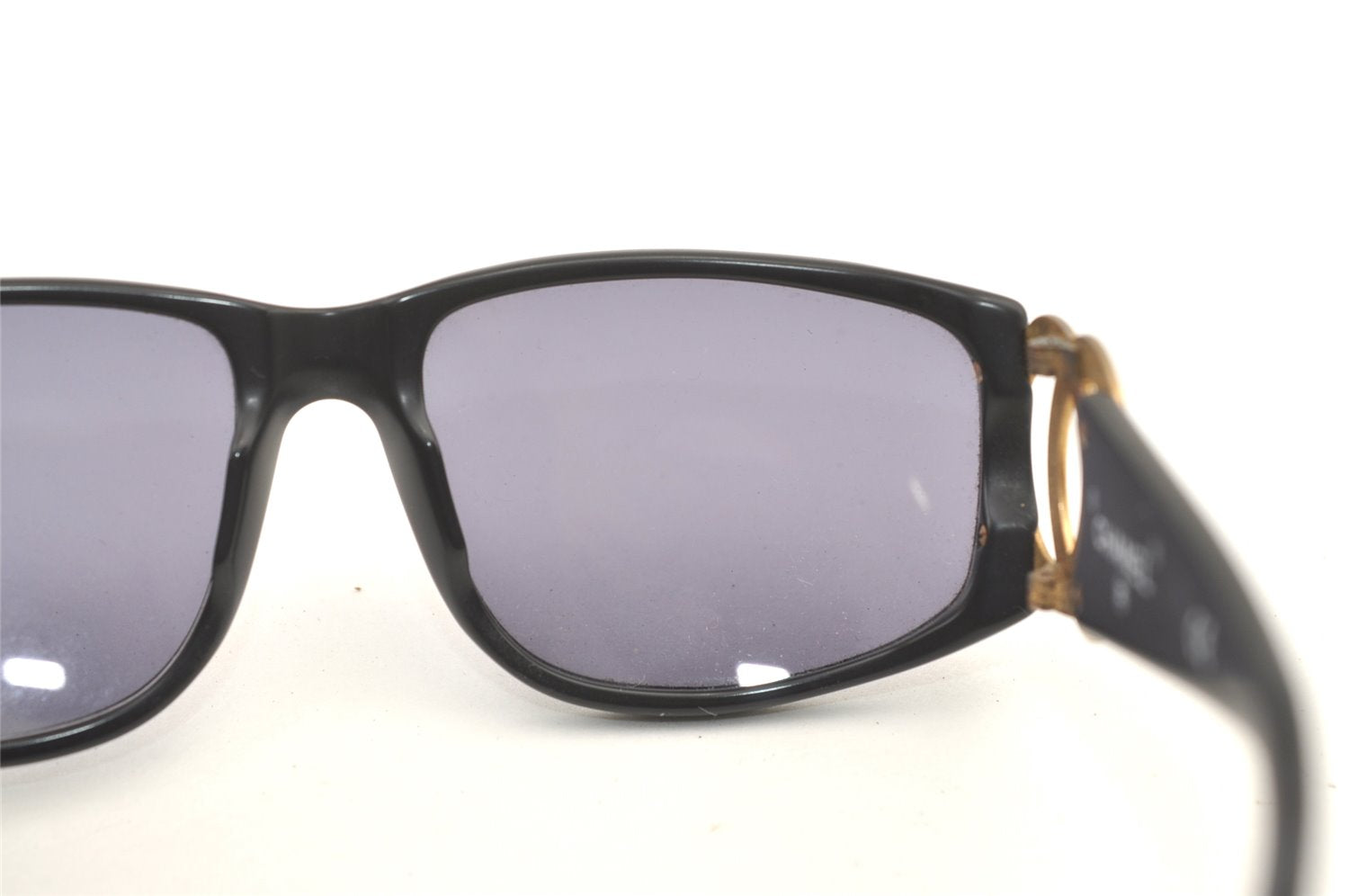 Authentic CHANEL Sunglasses CC Logos CoCo Mark 02461 Plastic Black Junk 0528K
