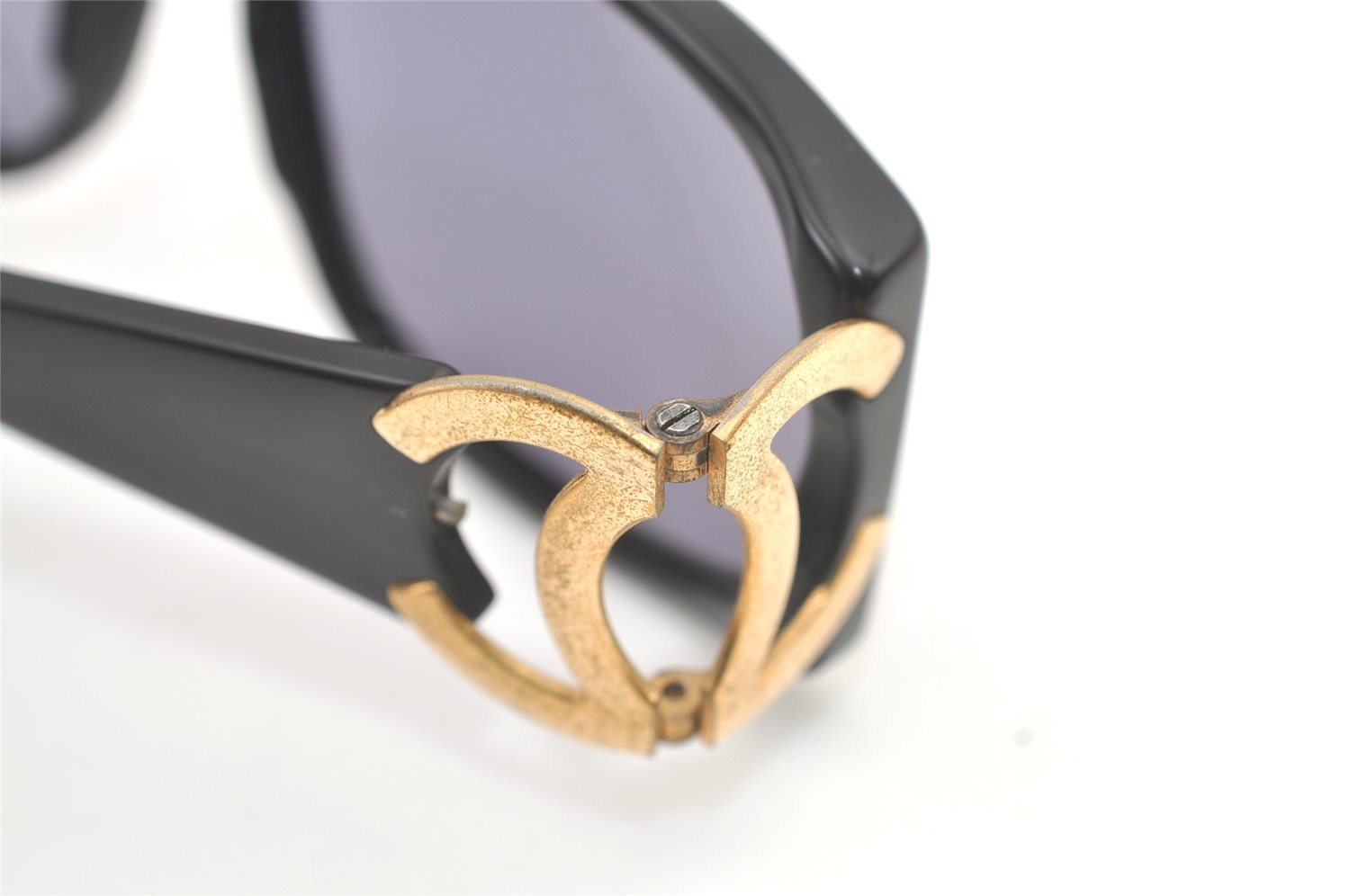 Authentic CHANEL Sunglasses CC Logos CoCo Mark 02461 Plastic Black Junk 0528K