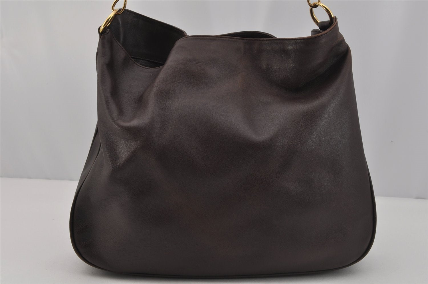 Authentic GUCCI Vintage Bamboo Shoulder Hand Bag Leather Brown Junk 0529J