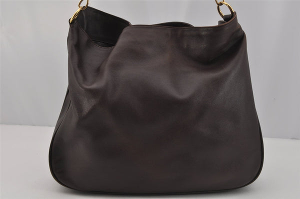 Authentic GUCCI Vintage Bamboo Shoulder Hand Bag Leather Brown Junk 0529J