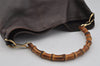 Authentic GUCCI Vintage Bamboo Shoulder Hand Bag Leather Brown Junk 0529J