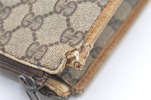 Authentic GUCCI Vintage Clutch Hand Bag Purse GG PVC Leather Brown 0529K