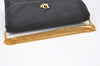 Authentic Christian Dior Chain Shoulder Cross Body Bag Nylon Leather Navy 0530J