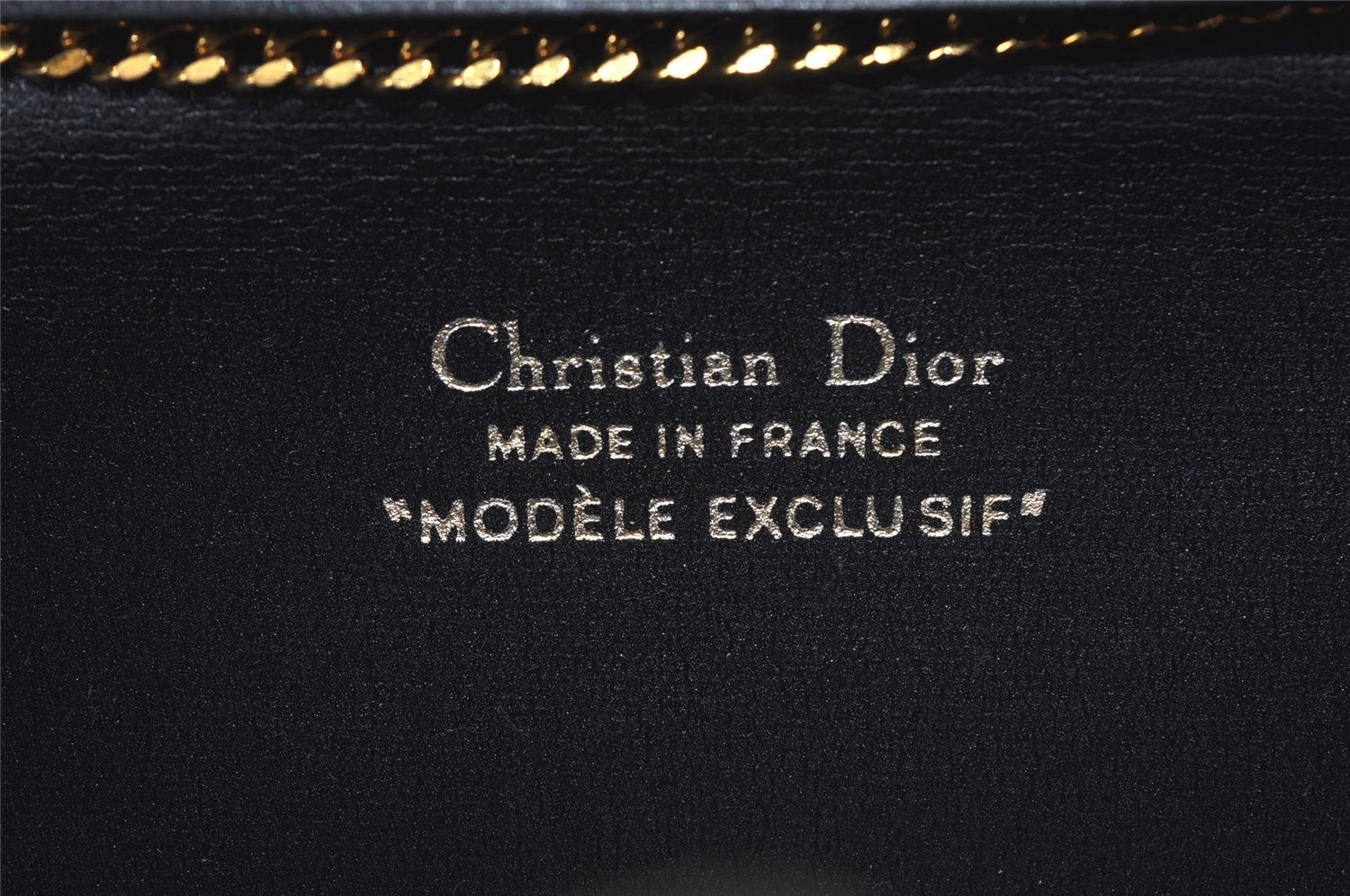 Authentic Christian Dior Chain Shoulder Cross Body Bag Nylon Leather Navy 0530J