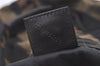 Authentic FENDI Pequin Hand Boston Bag Purse Nylon Leather Brown Black 0530K