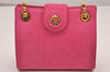 Authentic TIFFANY & Co. Vintage Chain Shoulder Cross Bag Purse Suede Pink 0532J