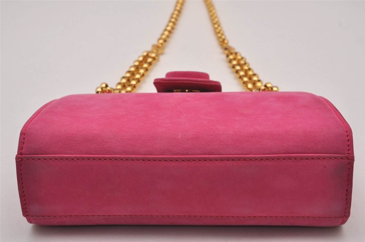 Authentic TIFFANY & Co. Vintage Chain Shoulder Cross Bag Purse Suede Pink 0532J