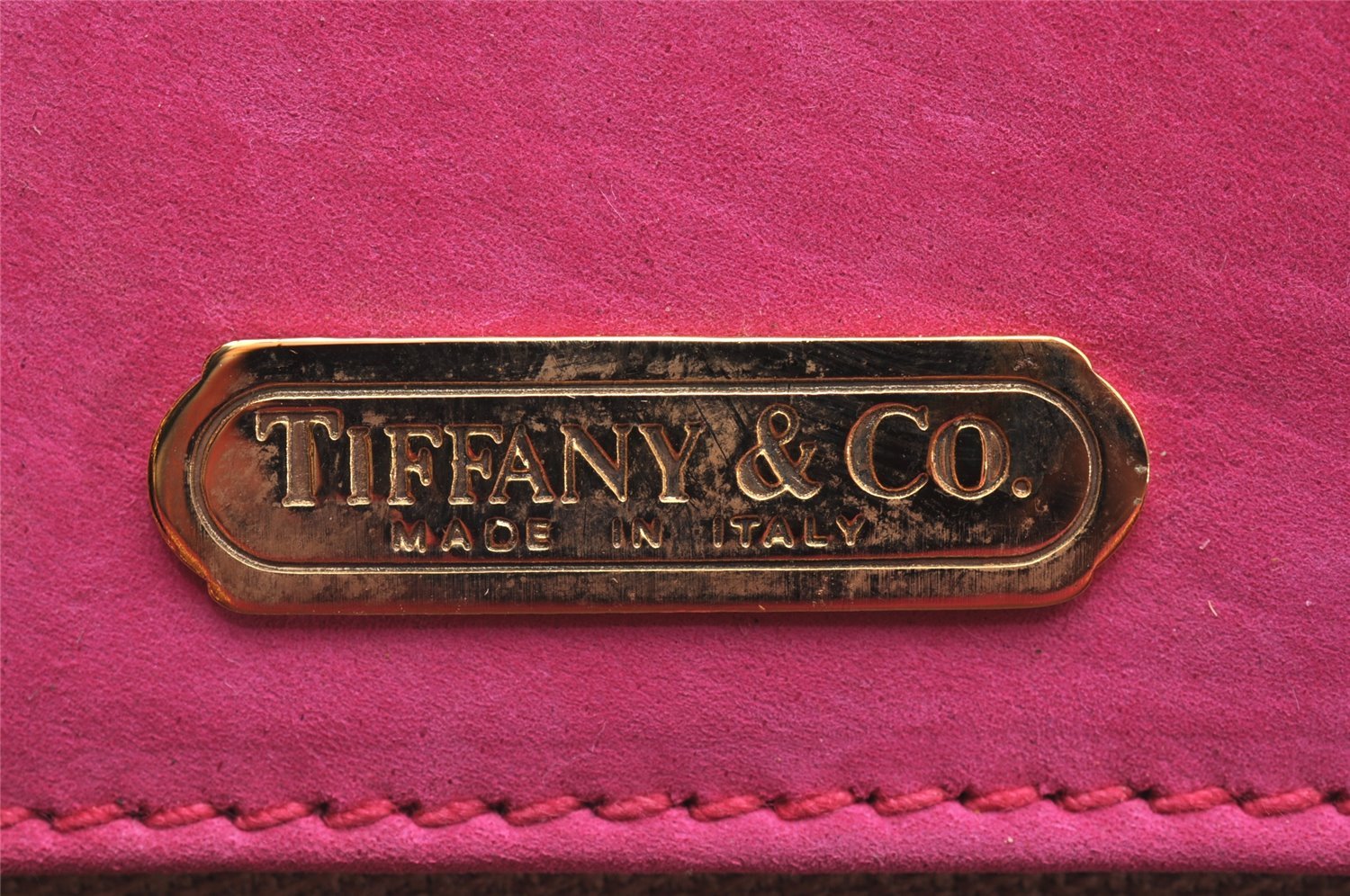 Authentic TIFFANY & Co. Vintage Chain Shoulder Cross Bag Purse Suede Pink 0532J