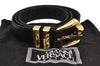 Authentic Gianni Versace Studs Belt Leather Size 85cm 33.5inches Black 0532K