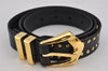 Authentic Gianni Versace Studs Belt Leather Size 85cm 33.5inches Black 0532K