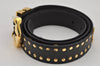 Authentic Gianni Versace Studs Belt Leather Size 85cm 33.5inches Black 0532K