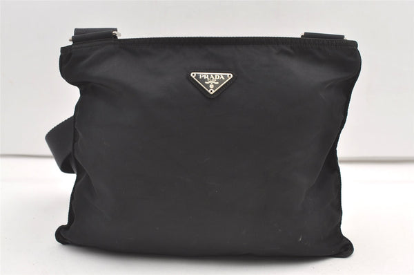 Authentic PRADA Nylon Tessuto Leather Shoulder Cross Body Bag Black 0533K