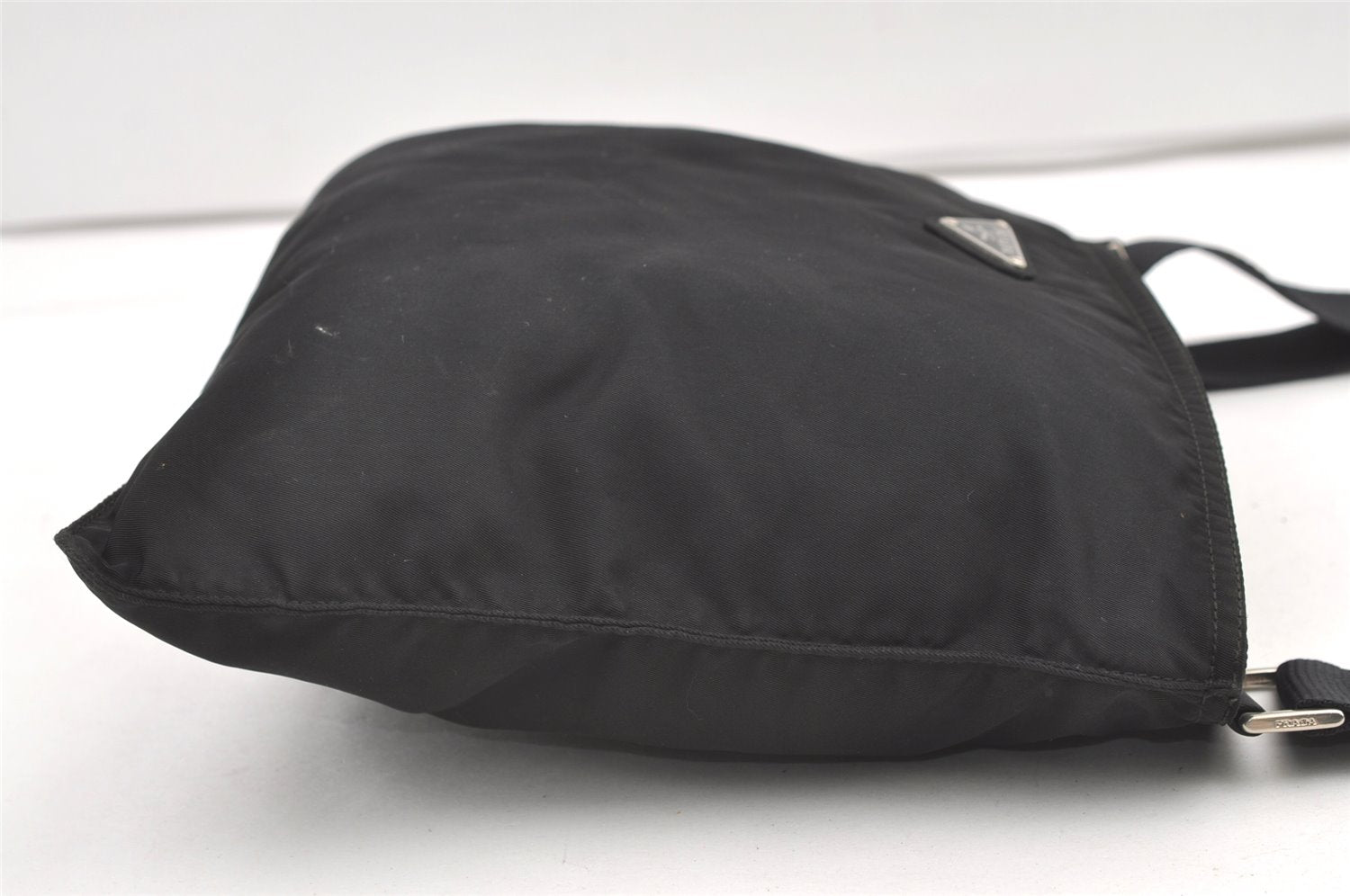 Authentic PRADA Nylon Tessuto Leather Shoulder Cross Body Bag Black 0533K