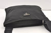 Authentic PRADA Nylon Tessuto Leather Shoulder Cross Body Bag Black 0533K