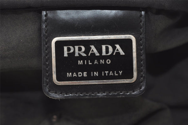 Authentic PRADA Nylon Tessuto Leather Shoulder Cross Body Bag Black 0533K