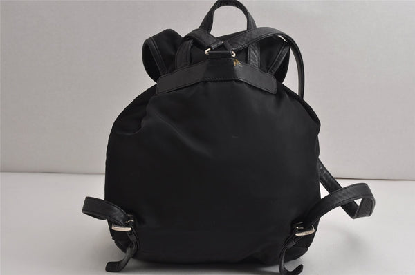 Authentic PRADA Vintage Nylon Tessuto Leather Drawstring Backpack Black 0535K