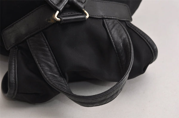 Authentic PRADA Vintage Nylon Tessuto Leather Drawstring Backpack Black 0535K