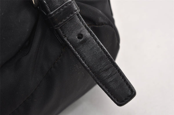 Authentic PRADA Vintage Nylon Tessuto Leather Drawstring Backpack Black 0535K