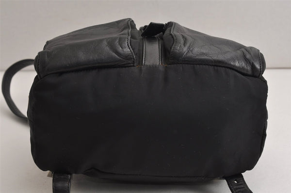 Authentic PRADA Vintage Nylon Tessuto Leather Drawstring Backpack Black 0535K
