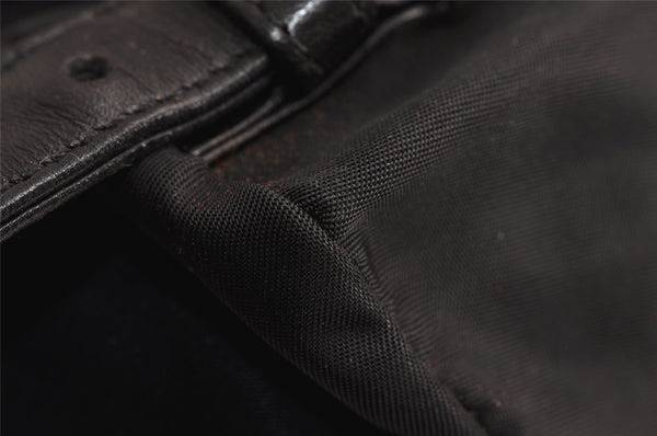 Authentic PRADA Vintage Nylon Tessuto Leather Drawstring Backpack Black 0535K