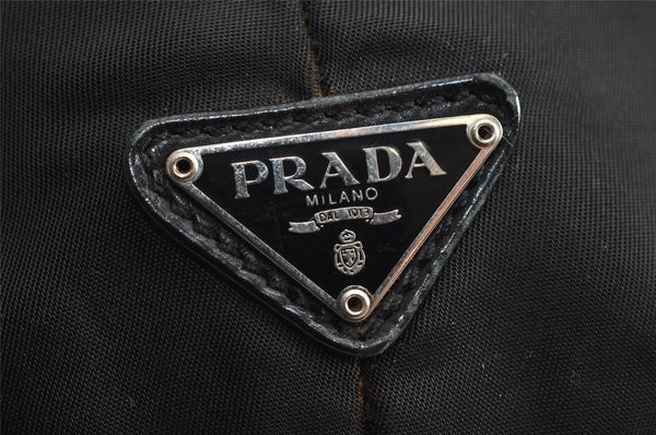 Authentic PRADA Vintage Nylon Tessuto Leather Drawstring Backpack Black 0535K