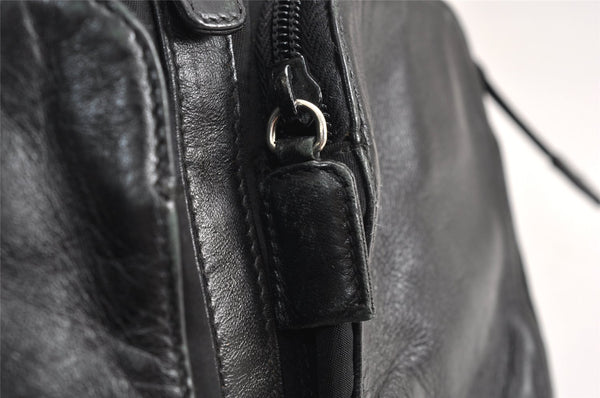 Authentic PRADA Vintage Nylon Tessuto Leather Drawstring Backpack Black 0535K