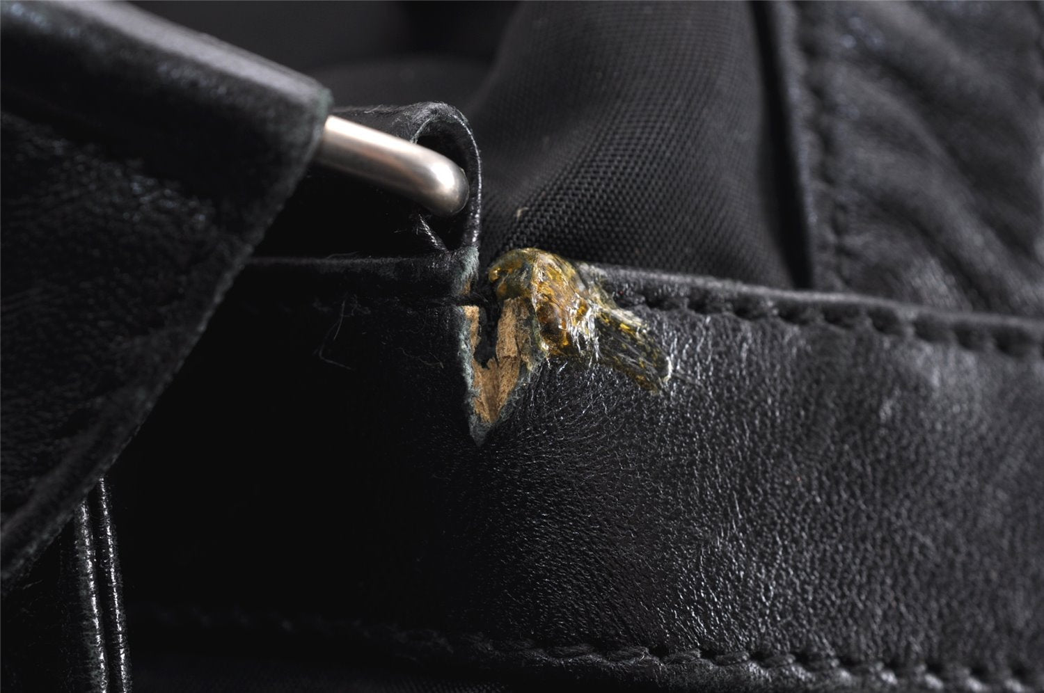 Authentic PRADA Vintage Nylon Tessuto Leather Drawstring Backpack Black 0535K