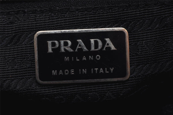 Authentic PRADA Vintage Nylon Tessuto Leather Drawstring Backpack Black 0535K