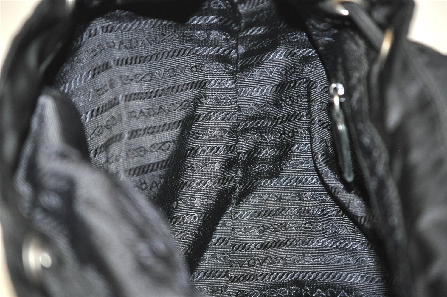 Authentic PRADA Vintage Nylon Tessuto Leather Drawstring Backpack Black 0535K